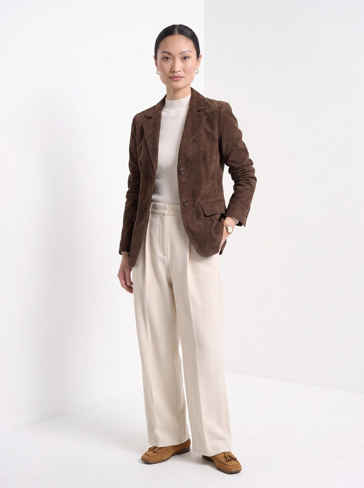 Barbara | Blazer cintré aspect suédé