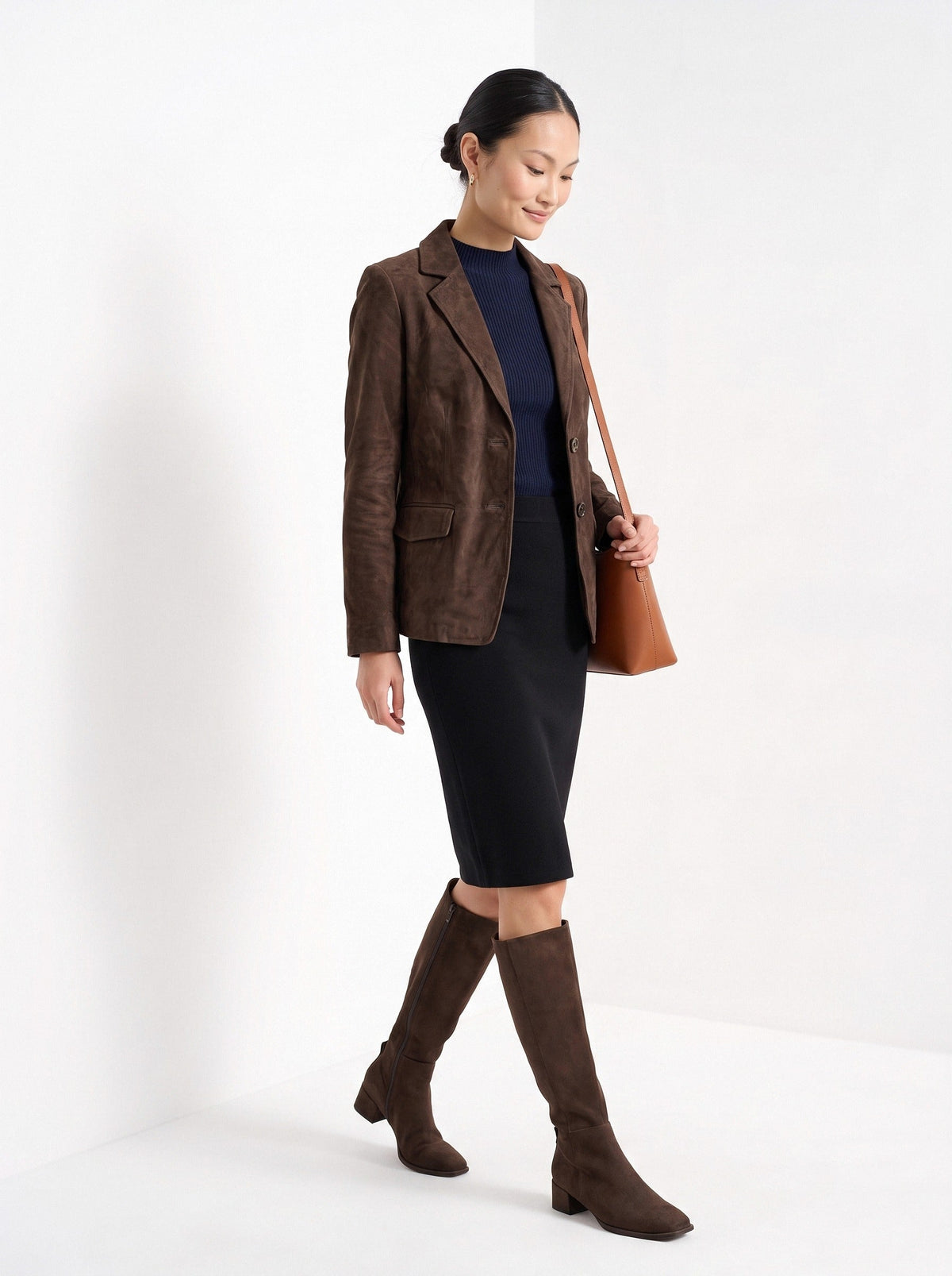 Barbara | Blazer cintré aspect suédé