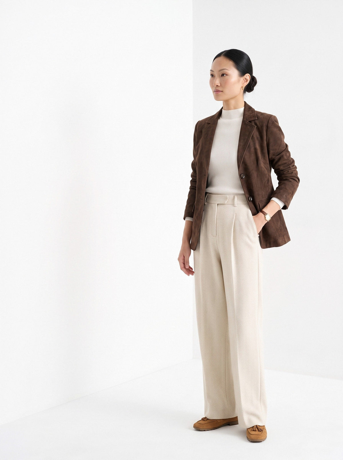 Barbara | Blazer cintré aspect suédé