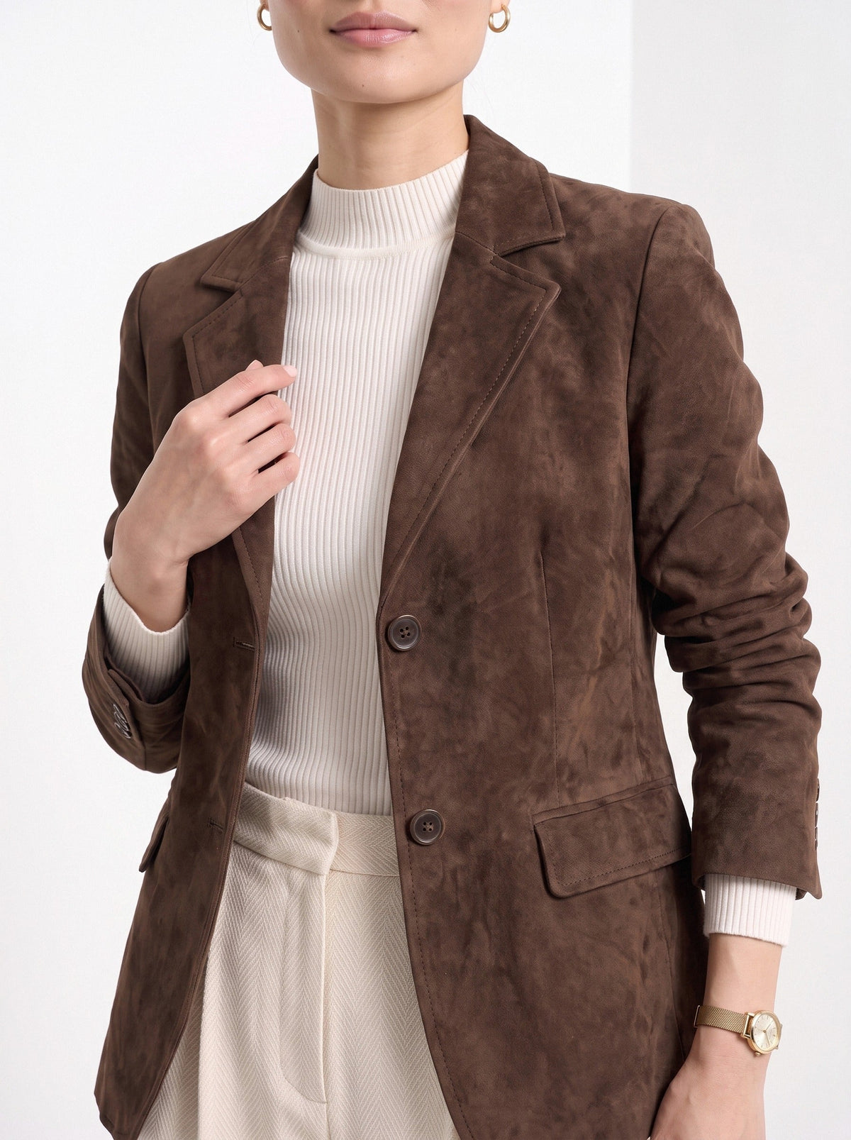Barbara | Blazer cintré aspect suédé