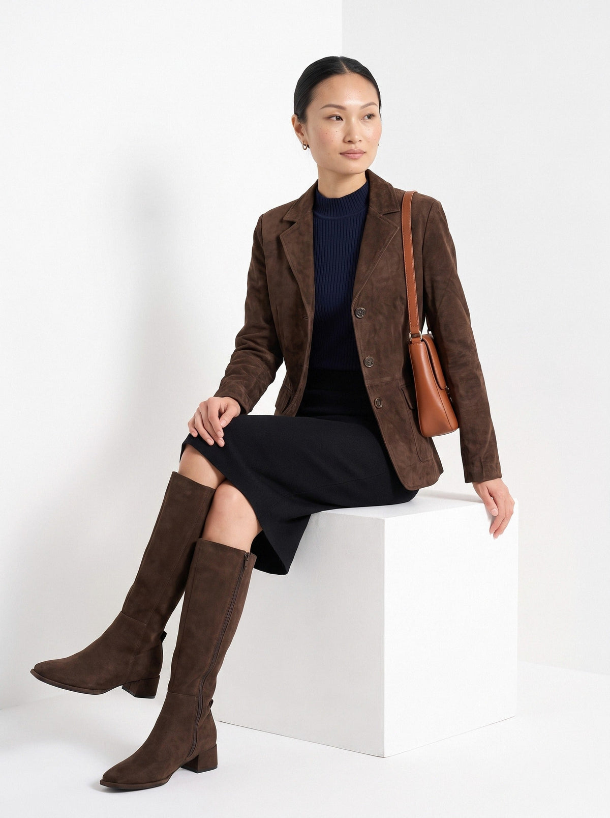 Barbara | Blazer cintré aspect suédé