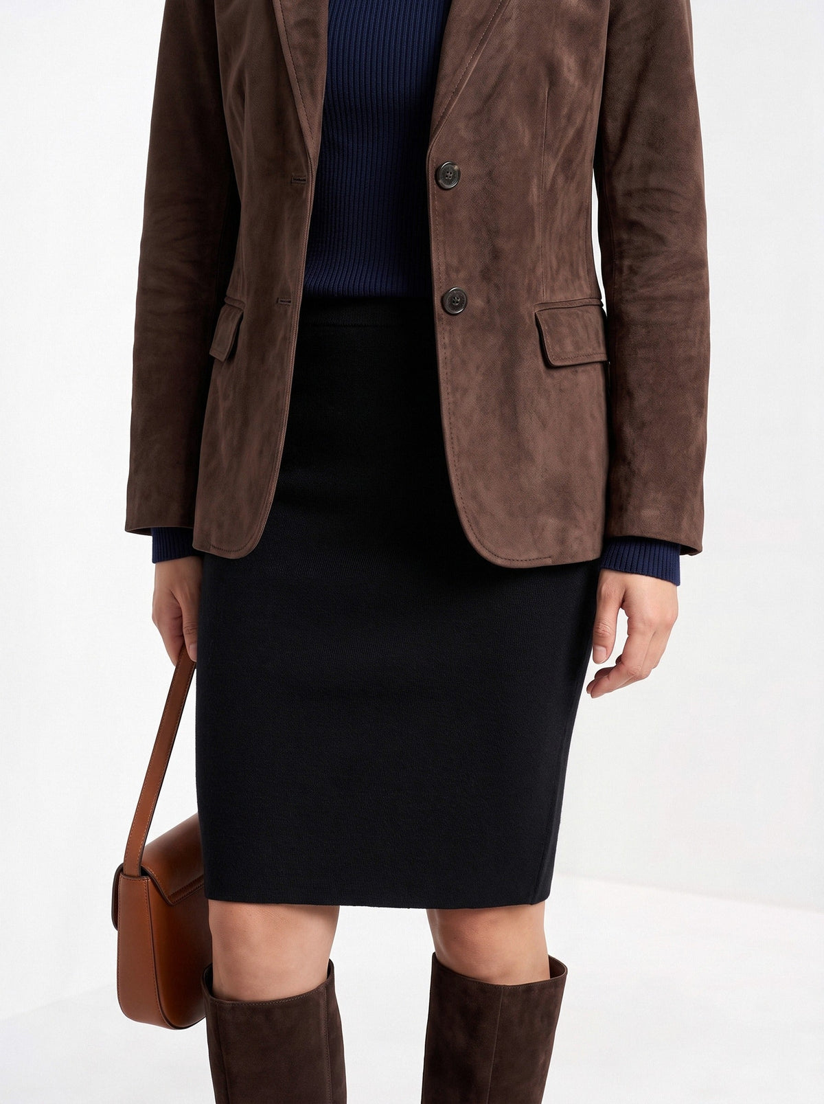 Barbara | Blazer cintré aspect suédé